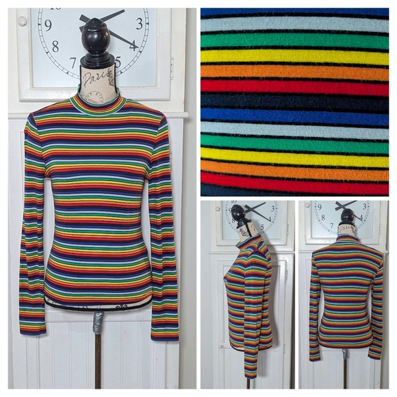 Moki Tops - Rainbow Long Sleeve Mock Neck Top